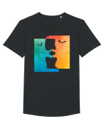 kiss_I-3 Tricou mânecă scurtă guler larg Bărbat Skater