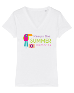 Amintiri de vacanță Tricou mânecă scurtă guler V Damă Evoker