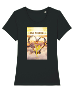 Love Yourself Tricou mânecă scurtă guler larg fitted Damă Expresser