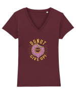 Donut never Give Up! Tricou mânecă scurtă guler V Damă Evoker