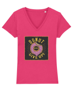 Donut never Give Up ! Tricou mânecă scurtă guler V Damă Evoker