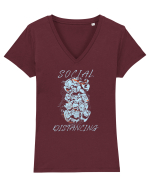 Social Distancing Tricou mânecă scurtă guler V Damă Evoker
