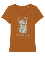 Social Distancing Tricou mânecă scurtă guler larg fitted Damă Expresser