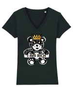 I Am Rich - Black Teddy Bear Tricou mânecă scurtă guler V Damă Evoker