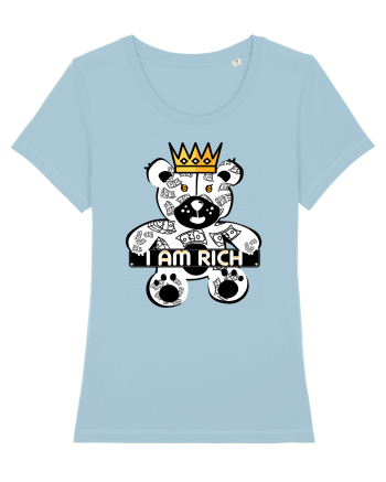 I Am Rich - White Teddy Bear Sky Blue