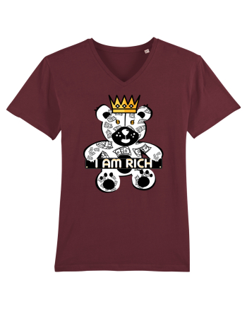 I Am Rich - White Teddy Bear Burgundy