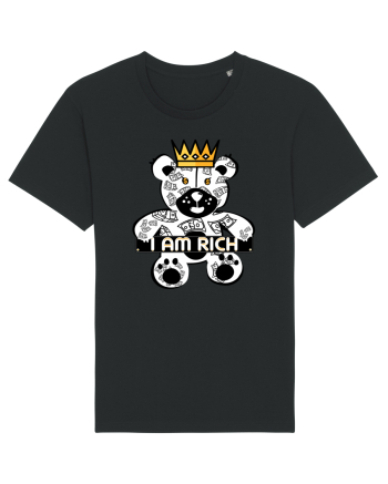 I Am Rich - White Teddy Bear Black