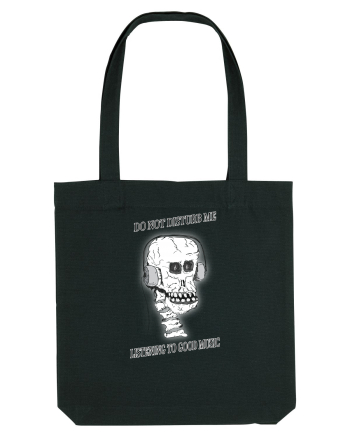 skull listening music Black