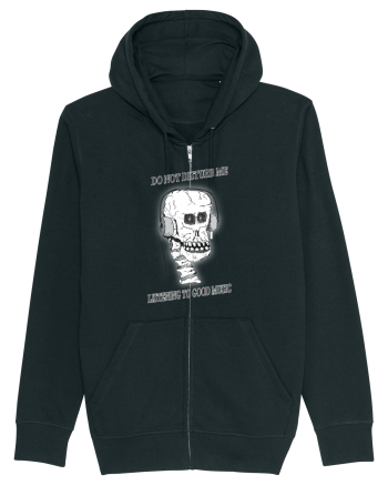 skull listening music Black