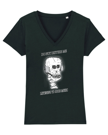 skull listening music Black