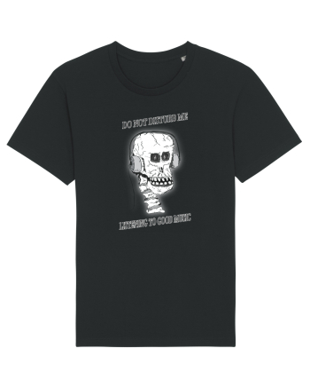skull listening music Black