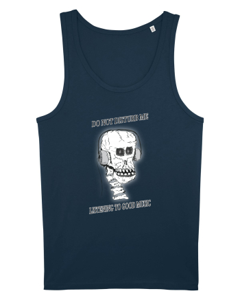 skull listening music Navy