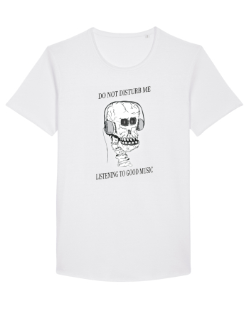 skull listening music White
