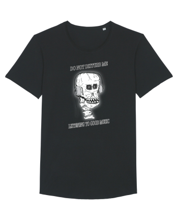 skull listening music Black