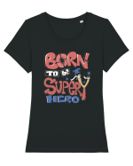 Born To Be Super Hero Tricou mânecă scurtă guler larg fitted Damă Expresser