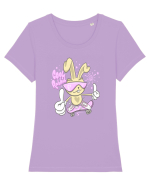 Cool Rabbit On Skateboard Tricou mânecă scurtă guler larg fitted Damă Expresser