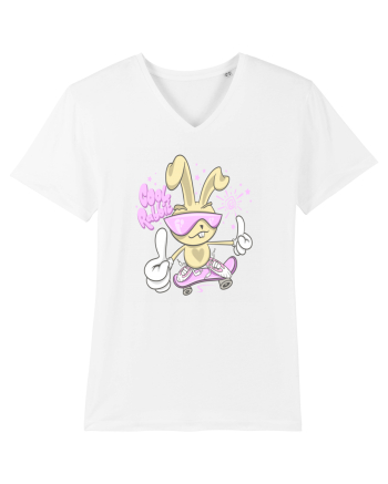 Cool Rabbit On Skateboard White