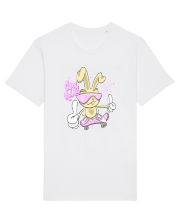 Cool Rabbit On Skateboard White