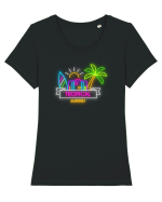 Relaxare tropicală Tricou mânecă scurtă guler larg fitted Damă Expresser