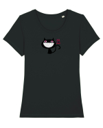 Evil Cat  Tricou mânecă scurtă guler larg fitted Damă Expresser
