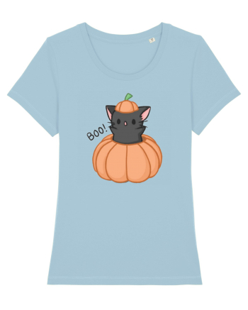 Scary cute black cat Sky Blue