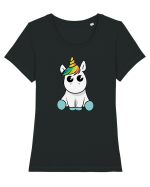 Cute unicorn Tricou mânecă scurtă guler larg fitted Damă Expresser