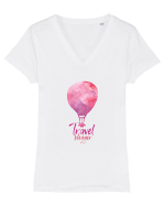 Travel Blogger Tricou mânecă scurtă guler V Damă Evoker