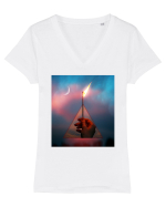 Night Light Tricou mânecă scurtă guler V Damă Evoker