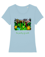 The poetry of earth  Tricou mânecă scurtă guler larg fitted Damă Expresser
