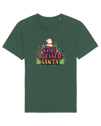 God Blessed Santa Bottle Green
