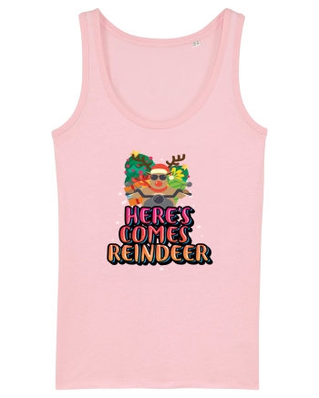Here's Comes Reindeer Cotton Pink
