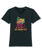 Here's Comes Reindeer Tricou mânecă scurtă guler V Bărbat Presenter