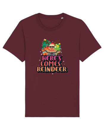 Here's Comes Reindeer Burgundy