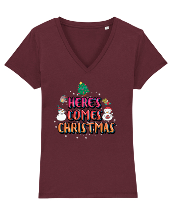 Here's Comes Christmas Burgundy