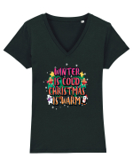 Winter Is Cold Christmas Is Warm Tricou mânecă scurtă guler V Damă Evoker