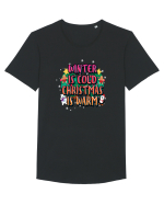 Winter Is Cold Christmas Is Warm Tricou mânecă scurtă guler larg Bărbat Skater