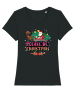 Please Be Christmas Tricou mânecă scurtă guler larg fitted Damă Expresser