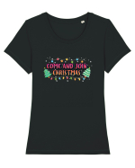 Come And Join Christmas Tricou mânecă scurtă guler larg fitted Damă Expresser