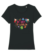 Be Nice To Goblin Tricou mânecă scurtă guler larg fitted Damă Expresser
