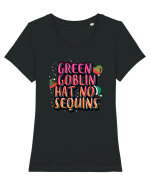 Green Goblin Hat No Sequins Tricou mânecă scurtă guler larg fitted Damă Expresser