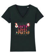 Santa Loves Party Tricou mânecă scurtă guler V Damă Evoker