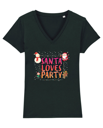 Santa Loves Party Black