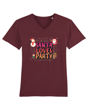 Santa Loves Party Burgundy