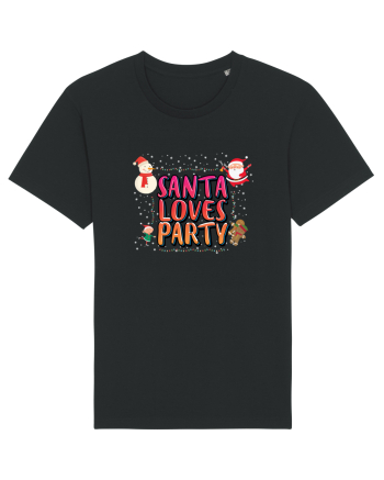 Santa Loves Party Black