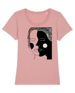 alb negru Tricou mânecă scurtă guler larg fitted Damă Expresser