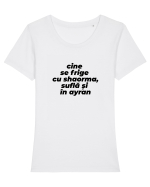 Cine se frige cu shaorma, suflă și în ayran Tricou mânecă scurtă guler larg fitted Damă Expresser