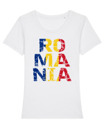 Romania 1 Decembrie 1918 Tricolor Tricou mânecă scurtă guler larg fitted Damă Expresser