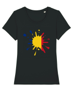 Romania 1 Decembrie 1918 Tricolor Tricou mânecă scurtă guler larg fitted Damă Expresser