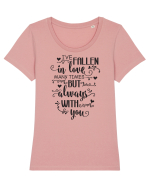 Mă îndrăgostesc doar de tine Tricou mânecă scurtă guler larg fitted Damă Expresser