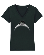 CatSide of the Moon Tricou mânecă scurtă guler V Damă Evoker